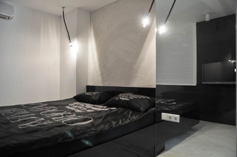 Черная спальня — 100 фото эксклюзивного дизайна спальни черного цвета #43