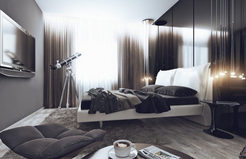 Черная спальня — 100 фото эксклюзивного дизайна спальни черного цвета #44