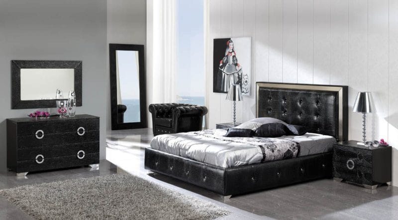 Черная спальня — 100 фото эксклюзивного дизайна спальни черного цвета #38