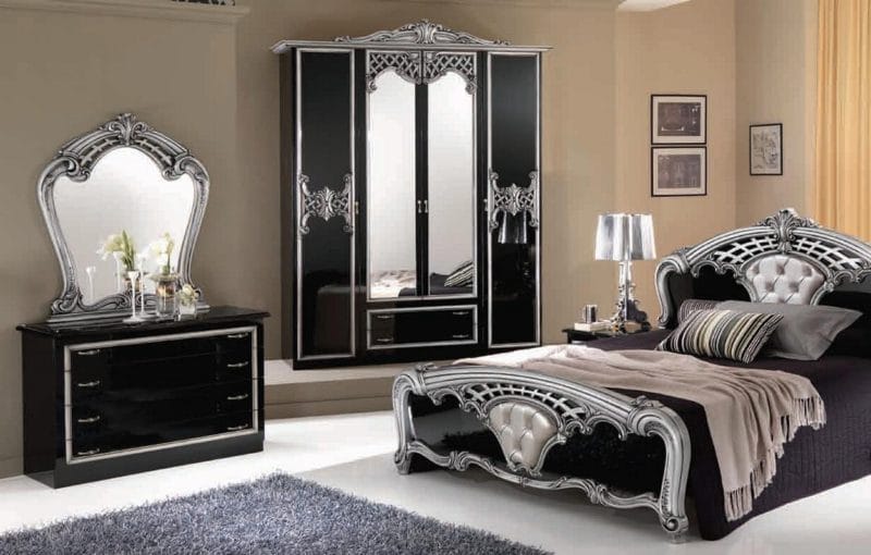 Черная спальня — 100 фото эксклюзивного дизайна спальни черного цвета #46