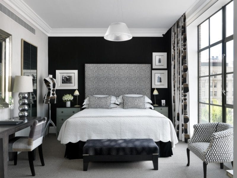 Черная спальня — 100 фото эксклюзивного дизайна спальни черного цвета #48