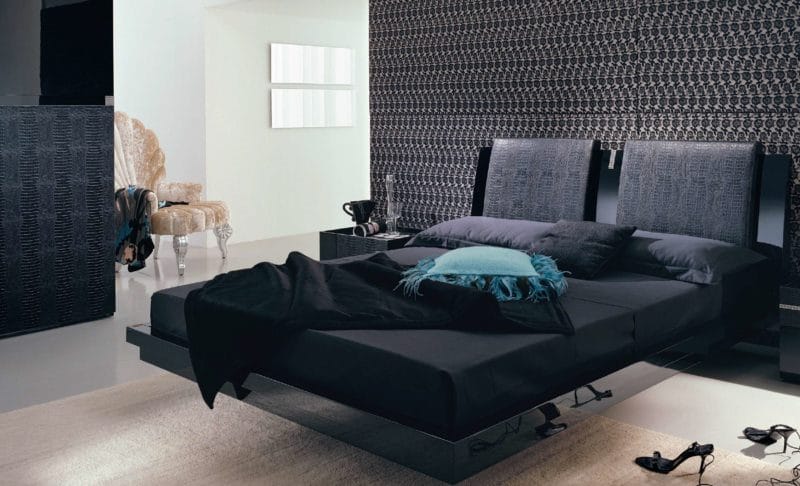 Черная спальня — 100 фото эксклюзивного дизайна спальни черного цвета #50