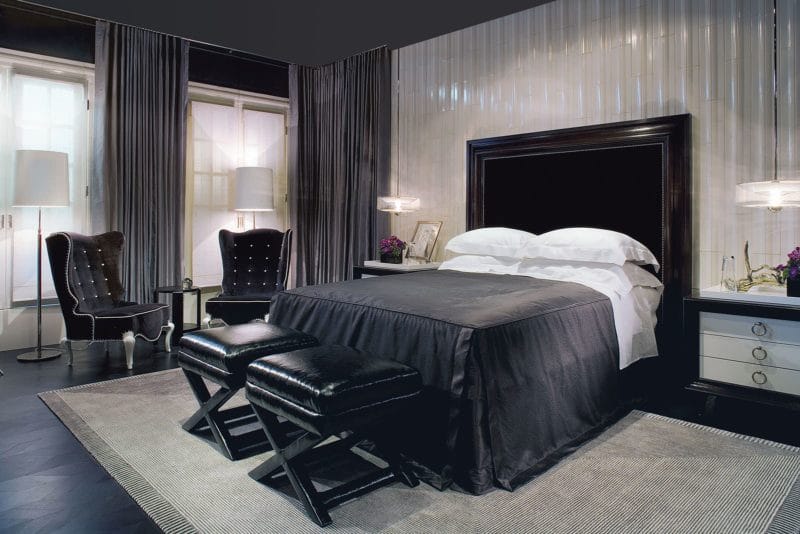 Черная спальня — 100 фото эксклюзивного дизайна спальни черного цвета #51