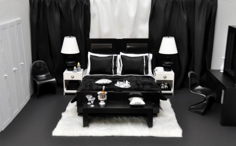 Черная спальня — 100 фото эксклюзивного дизайна спальни черного цвета #52