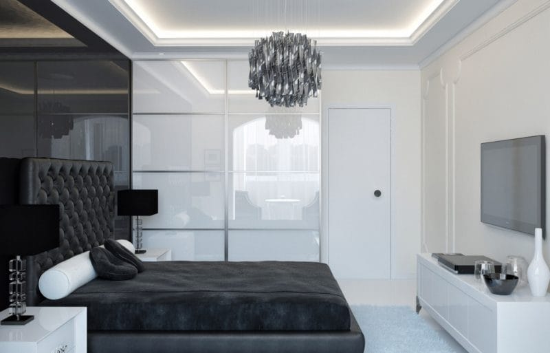 Черная спальня — 100 фото эксклюзивного дизайна спальни черного цвета #15