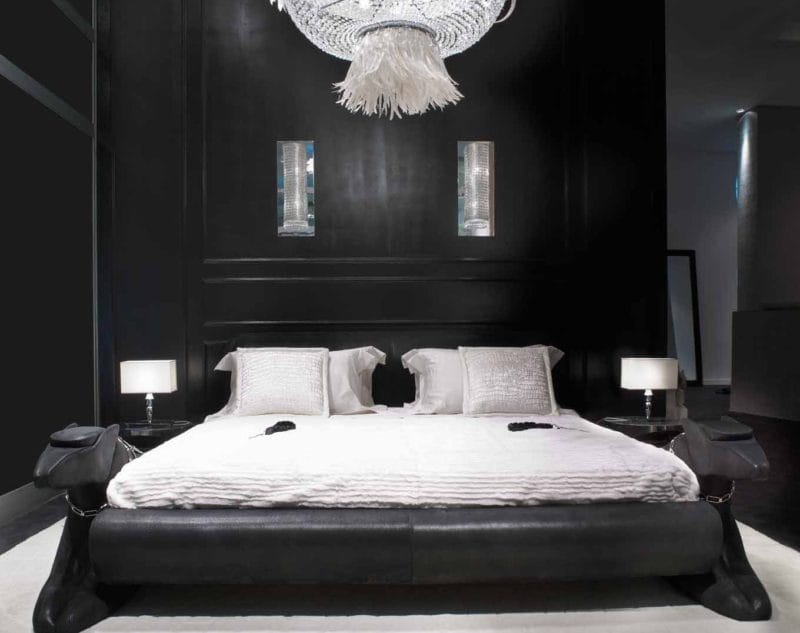 Черная спальня — 100 фото эксклюзивного дизайна спальни черного цвета #24