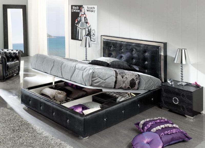 Черная спальня — 100 фото эксклюзивного дизайна спальни черного цвета #61