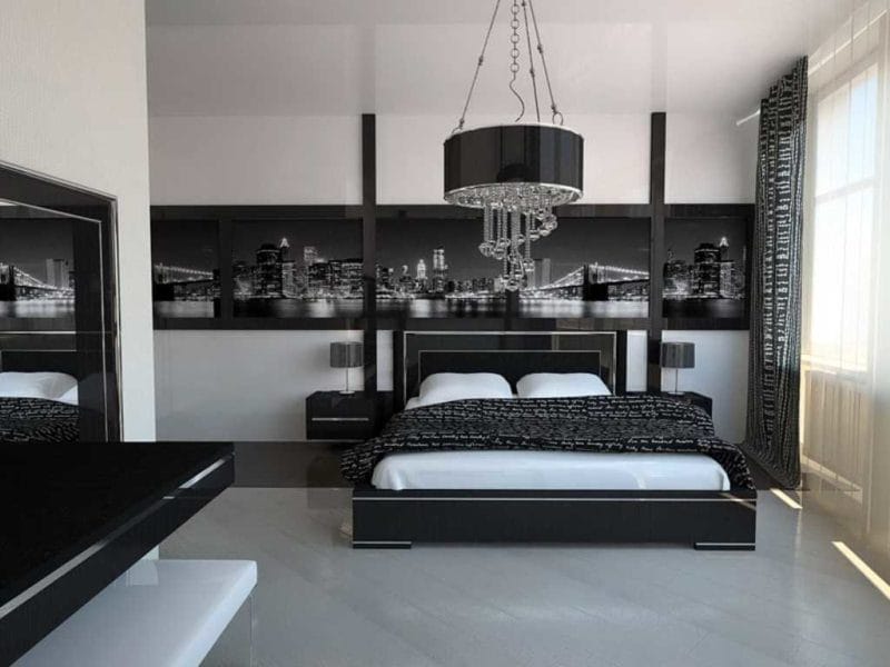 Черная спальня — 100 фото эксклюзивного дизайна спальни черного цвета #63