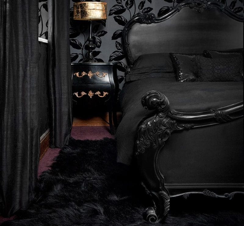 Черная спальня — 100 фото эксклюзивного дизайна спальни черного цвета #35