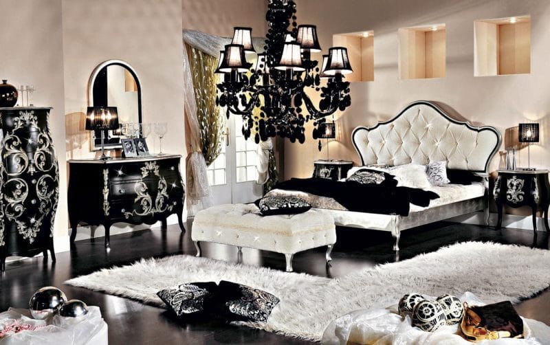 Черная спальня — 100 фото эксклюзивного дизайна спальни черного цвета #16
