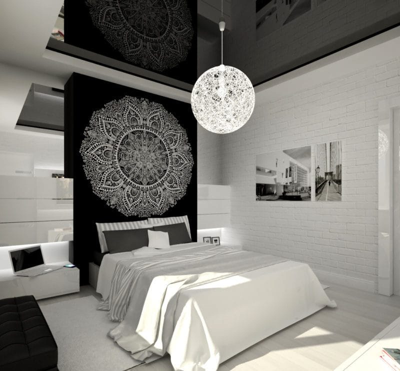 Черная спальня — 100 фото эксклюзивного дизайна спальни черного цвета #31