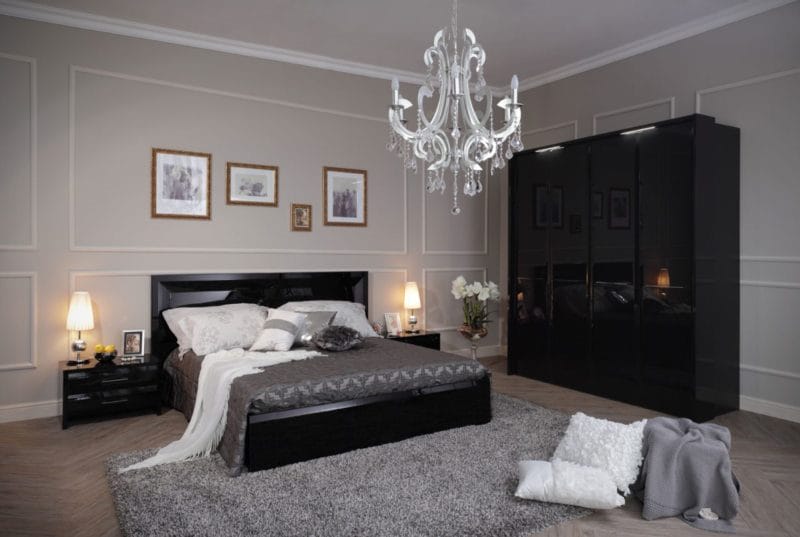 Черно-белая спальня — способы оформления гармоничного дизайна на 65 фото #39