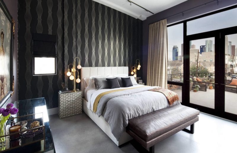 Черно-белая спальня — способы оформления гармоничного дизайна на 65 фото #42