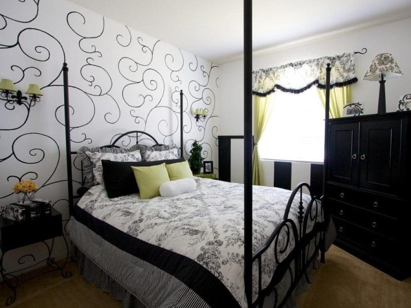 Черно-белая спальня — способы оформления гармоничного дизайна на 65 фото #43
