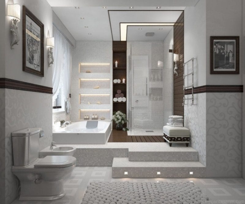 Дизайн ванной 2022 годов — 150 фото элегантного оформления в современном стиле #48