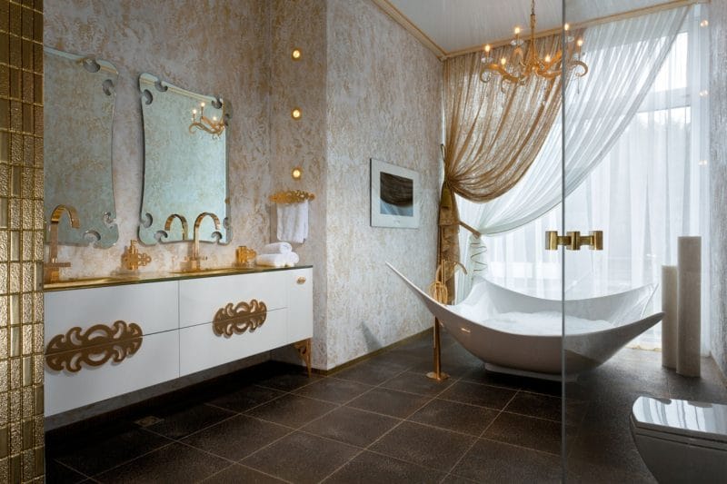 Дизайн ванной 2022 годов — 150 фото элегантного оформления в современном стиле #49