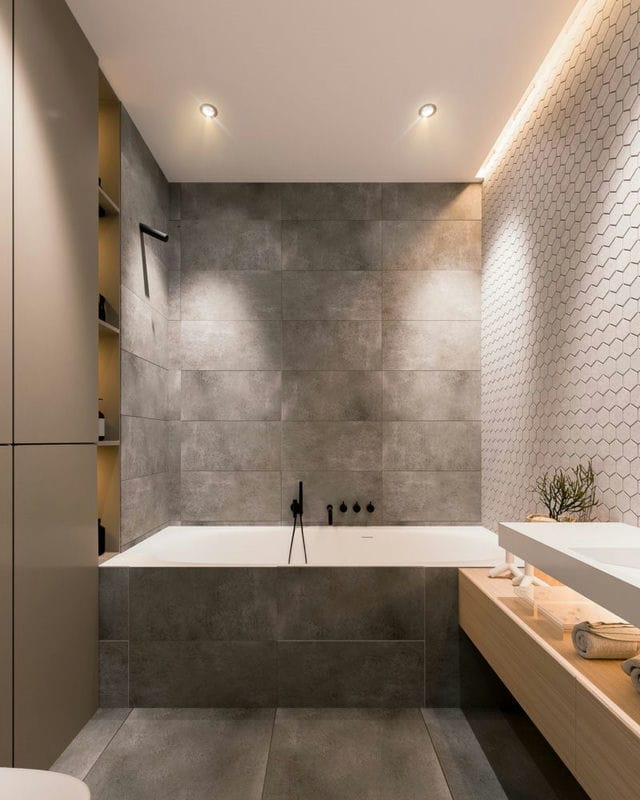 Дизайн ванной 2022 годов — 150 фото элегантного оформления в современном стиле #27