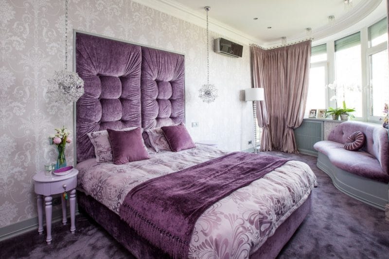 Фиолетовая спальня — роскошный дизайн со вкусом (75 фото) #29
