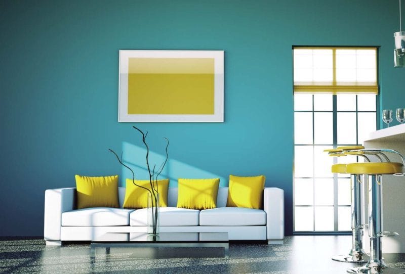 Голубая гостиная — 45 фото идей уютного дизайна с голубыми оттенками #7
