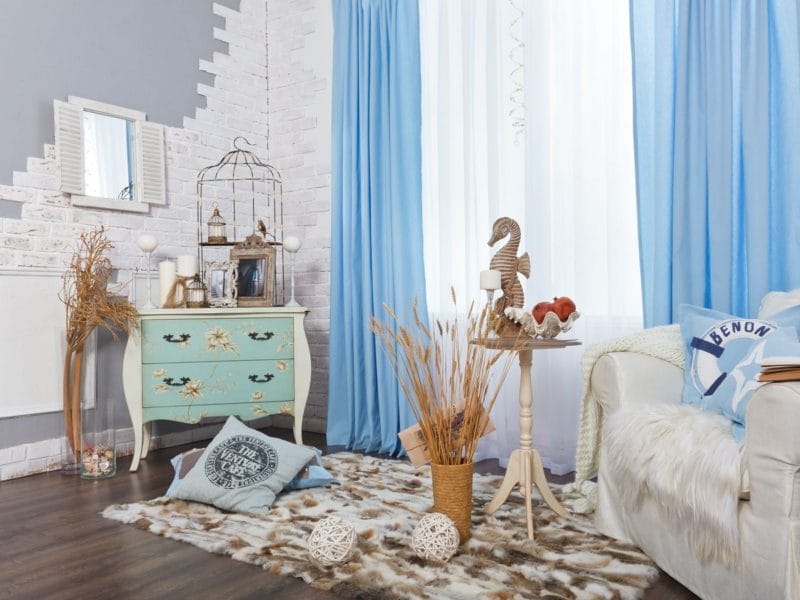 Голубая гостиная — 45 фото идей уютного дизайна с голубыми оттенками #16