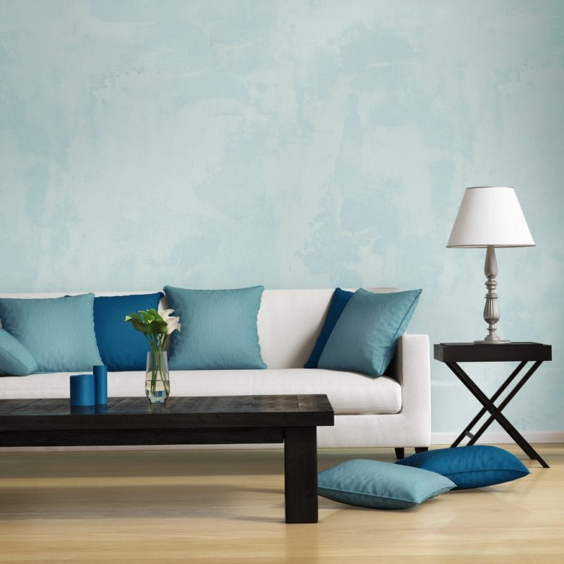 Голубая гостиная — 45 фото идей уютного дизайна с голубыми оттенками #15