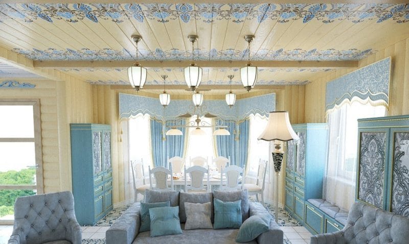 Голубая гостиная — 45 фото идей уютного дизайна с голубыми оттенками #29
