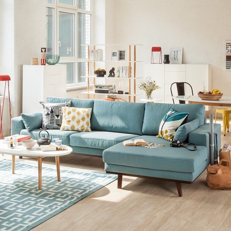 Голубая гостиная — 45 фото идей уютного дизайна с голубыми оттенками #31