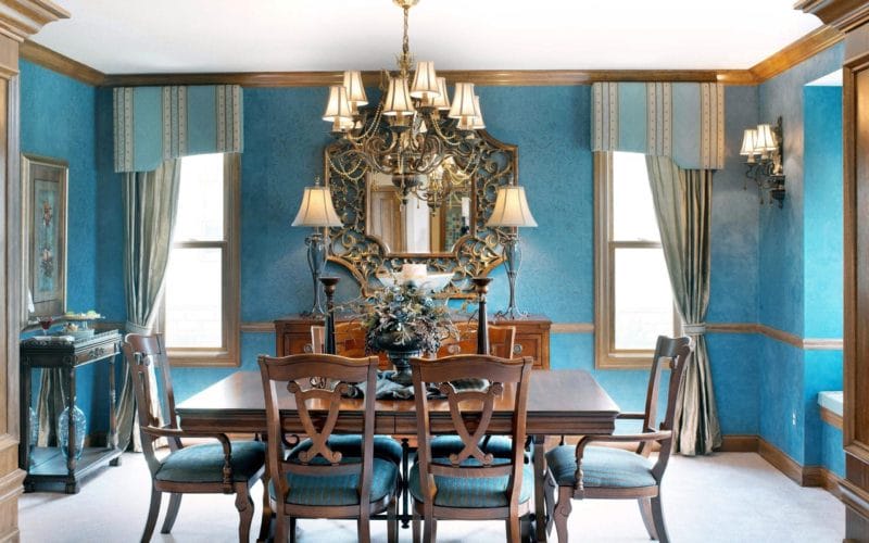 Голубая гостиная — 45 фото идей уютного дизайна с голубыми оттенками #6