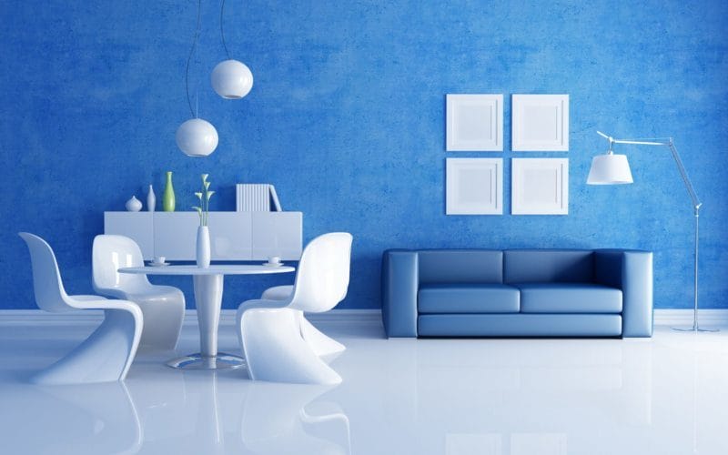 Голубая гостиная — 45 фото идей уютного дизайна с голубыми оттенками #30