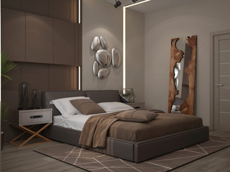 Коричневая спальня — эффектный дизайн с умом! (97 фото) #12