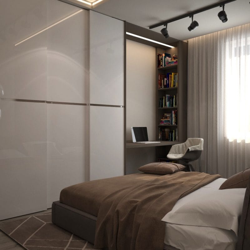 Коричневая спальня — эффектный дизайн с умом! (97 фото) #32