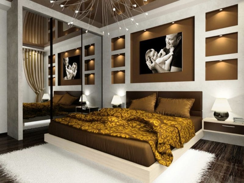Коричневая спальня — эффектный дизайн с умом! (97 фото) #41