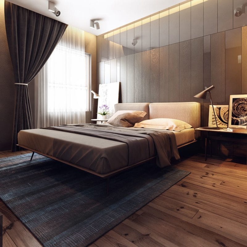Коричневая спальня — эффектный дизайн с умом! (97 фото) #17