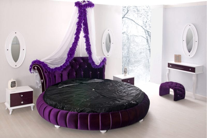 Круглая кровать в спальне — фото красивых моделей в интерьере спальни #19