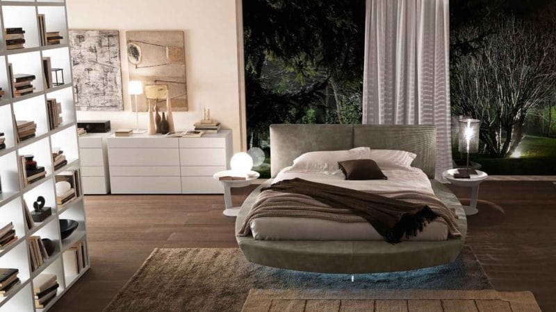 Круглая кровать в спальне — фото красивых моделей в интерьере спальни #25
