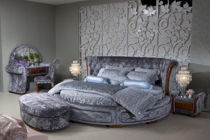 Круглая кровать в спальне — фото красивых моделей в интерьере спальни #28