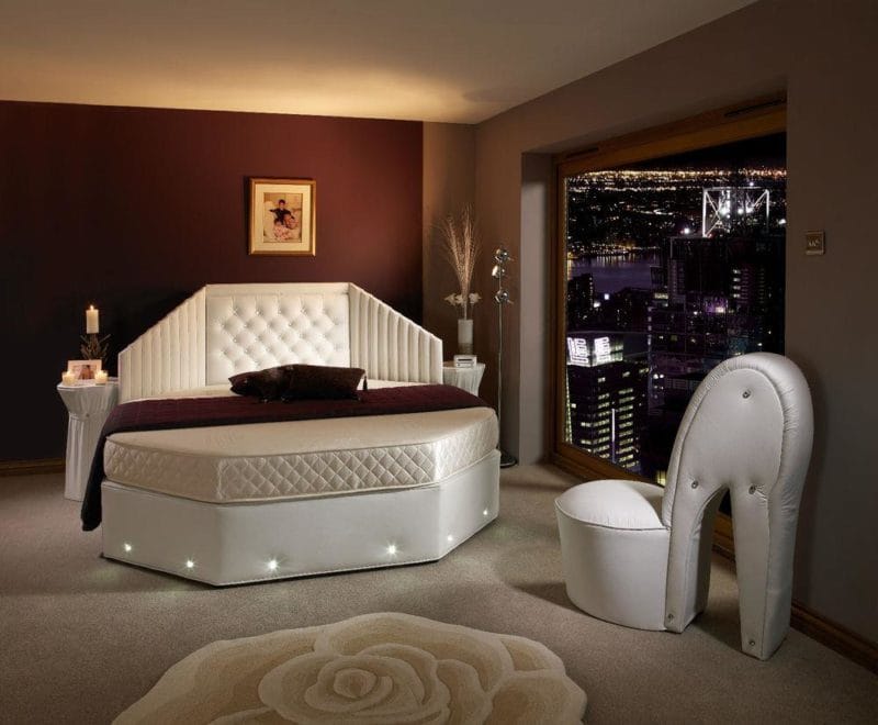 Круглая кровать в спальне — фото красивых моделей в интерьере спальни #47