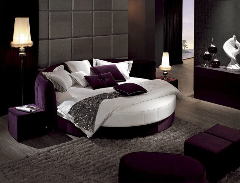 Круглая кровать в спальне — фото красивых моделей в интерьере спальни #51