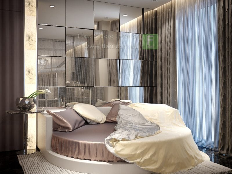 Круглая кровать в спальне — фото красивых моделей в интерьере спальни #53