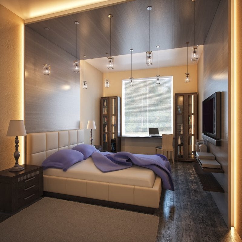 Длинная спальня — какой дизайн выбрать? 55 фото идей оформления #64