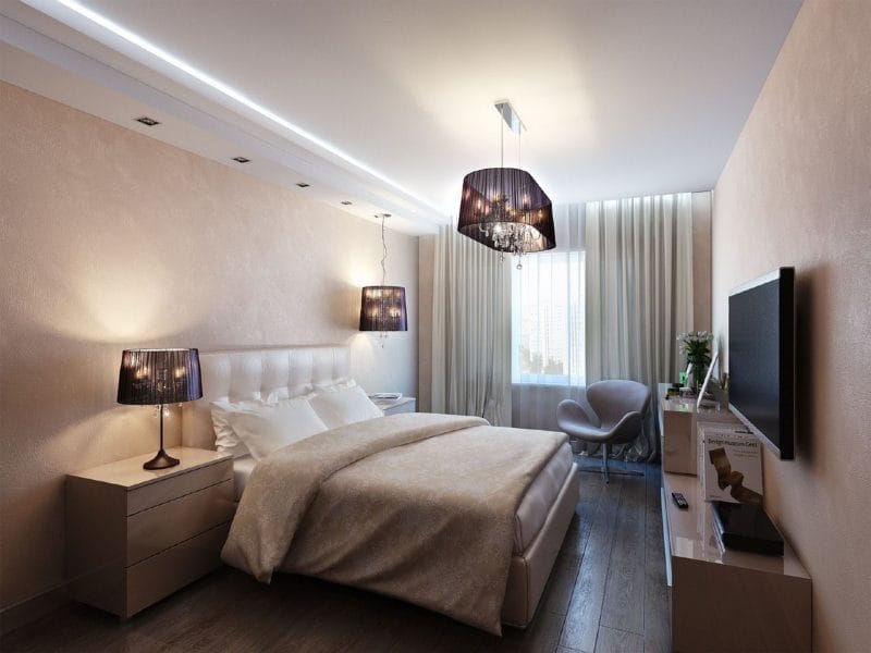 Натяжной потолок в спальне — 80 фото красивых вариантов в интерьере спальни #21
