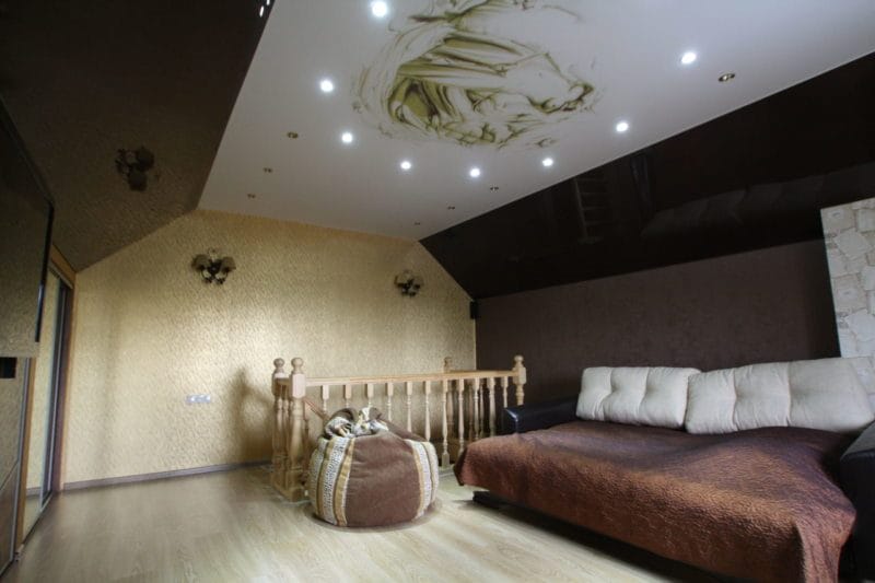 Натяжной потолок в спальне — 80 фото красивых вариантов в интерьере спальни #22