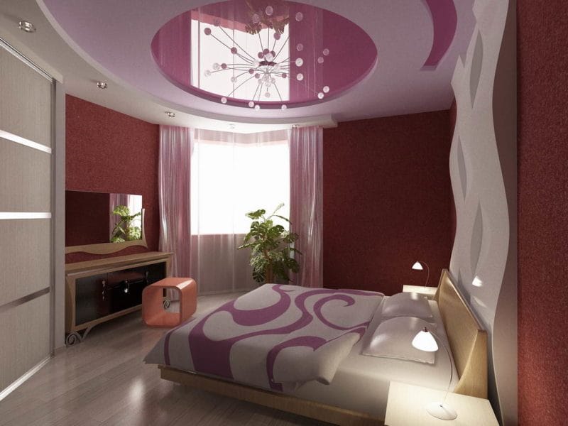 Натяжной потолок в спальне — 80 фото красивых вариантов в интерьере спальни #46