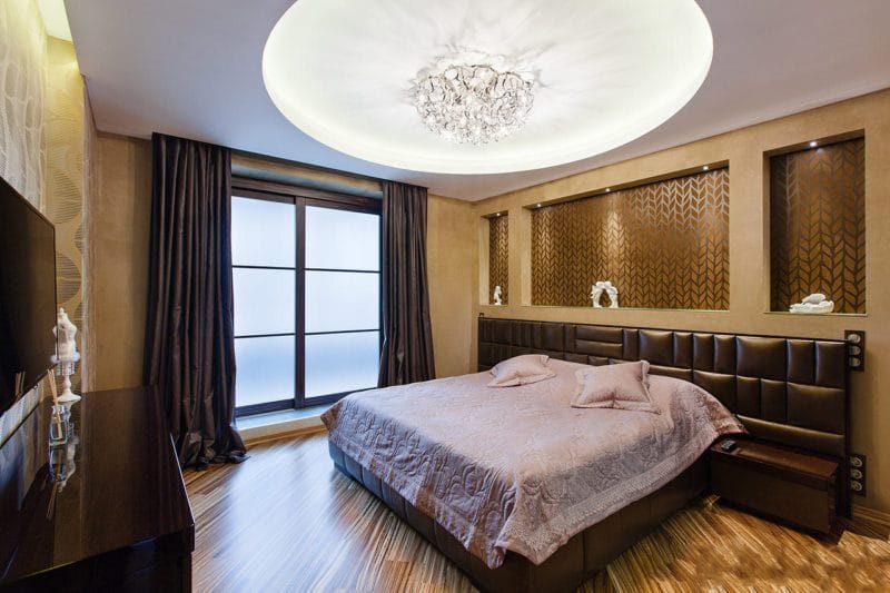 Натяжной потолок в спальне — 80 фото красивых вариантов в интерьере спальни #26