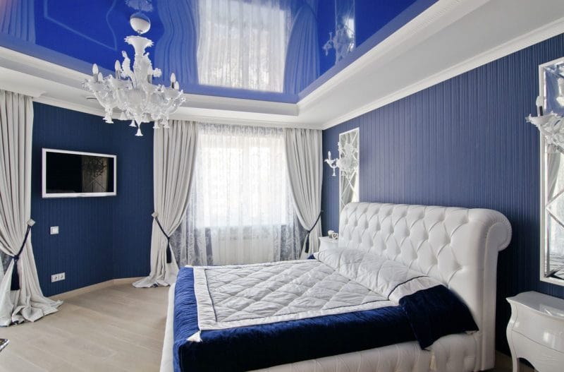 Натяжной потолок в спальне — 80 фото красивых вариантов в интерьере спальни #28