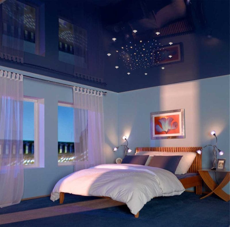 Натяжной потолок в спальне — 80 фото красивых вариантов в интерьере спальни #31