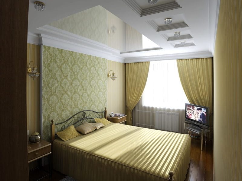 Натяжной потолок в спальне — 80 фото красивых вариантов в интерьере спальни #60