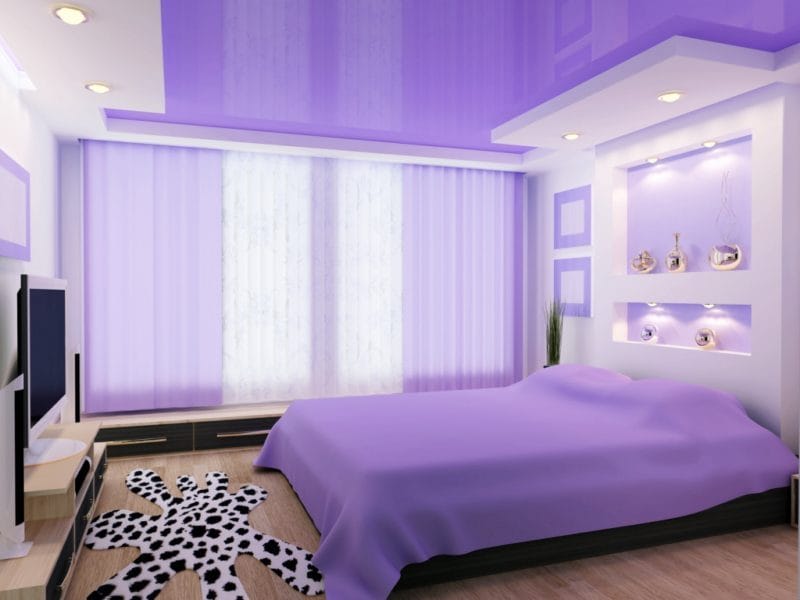 Натяжной потолок в спальне — 80 фото красивых вариантов в интерьере спальни #65