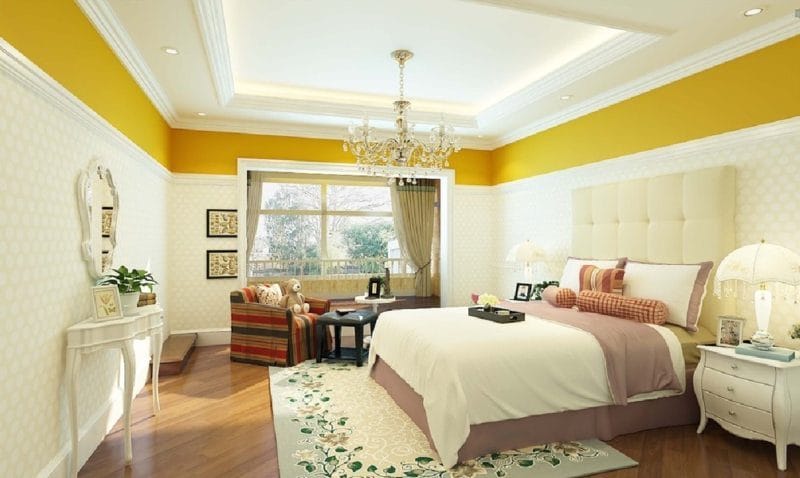 Натяжной потолок в спальне — 80 фото красивых вариантов в интерьере спальни #5