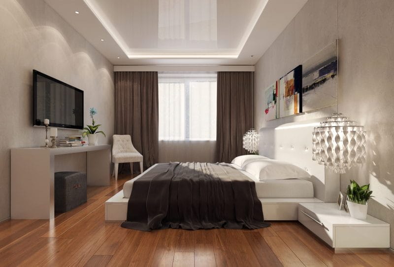 Натяжной потолок в спальне — 80 фото красивых вариантов в интерьере спальни #8